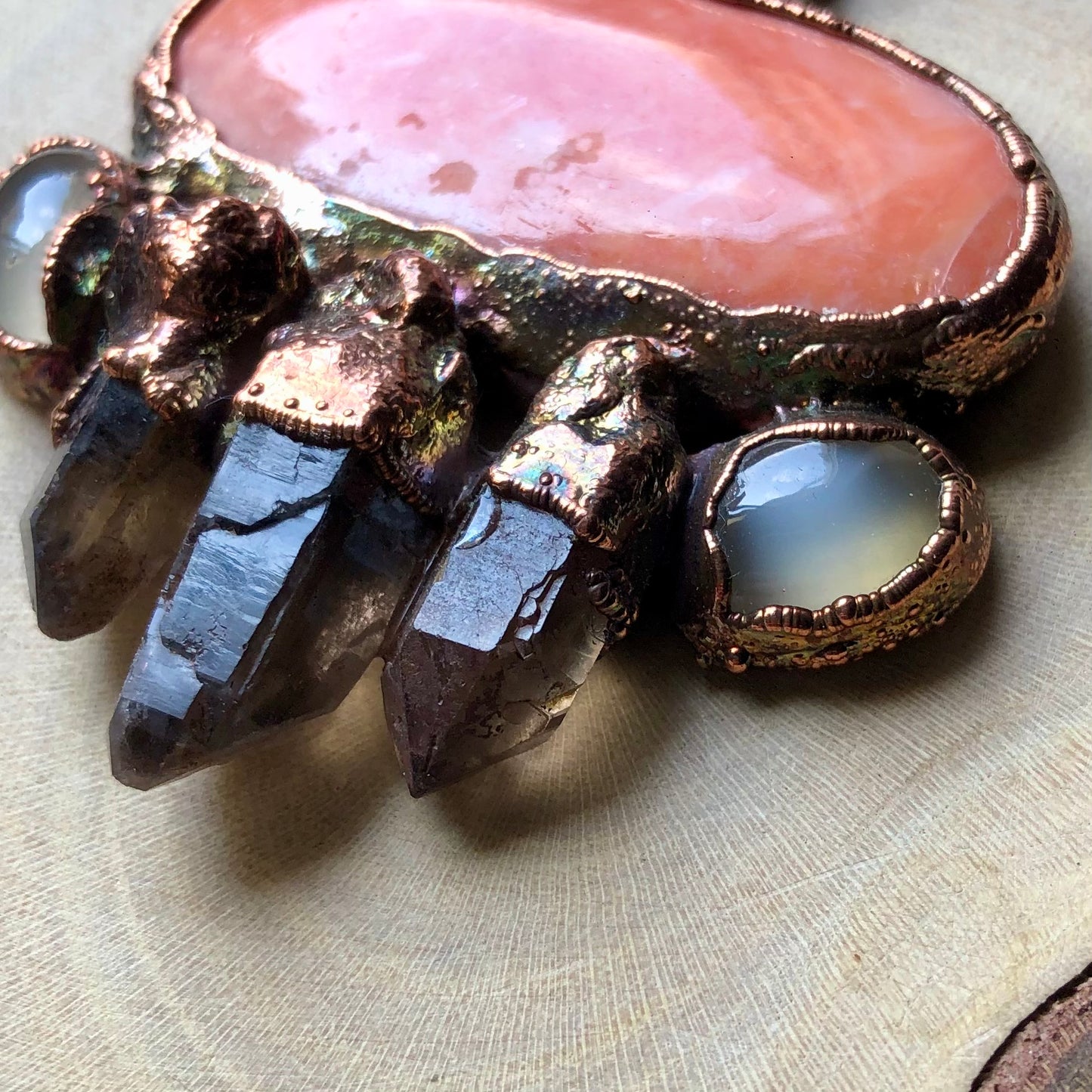 SEASHELL, ST. CATHERINE’S SMOKY QUARTZ & MOONSTONE