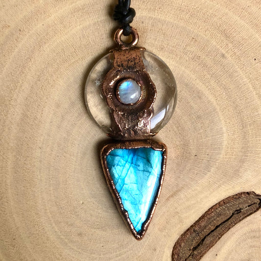 CLEAR QUARTZ, LABRADORITE & MOONSTONE