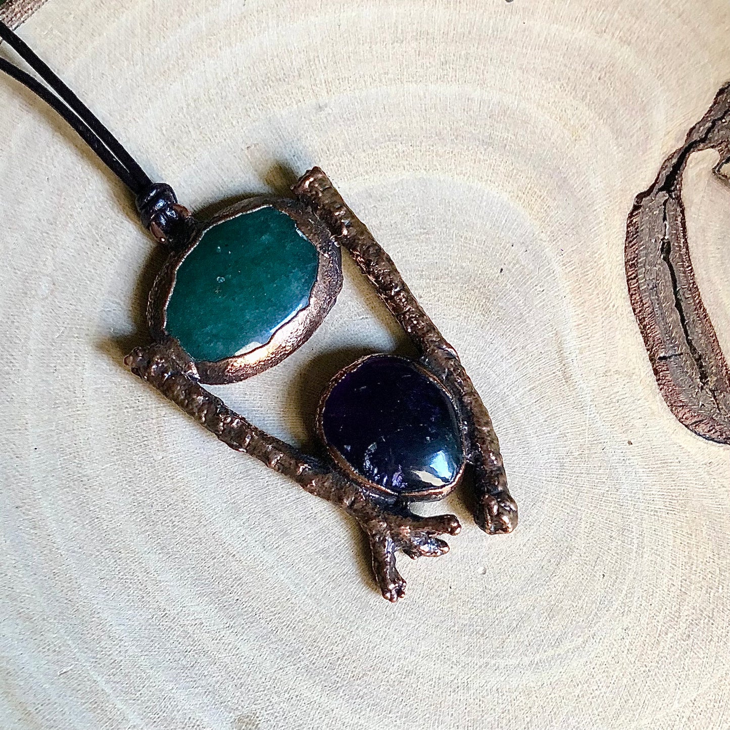 AVENTURINE & AMETHYST ON NATURAL TREE TWIGS