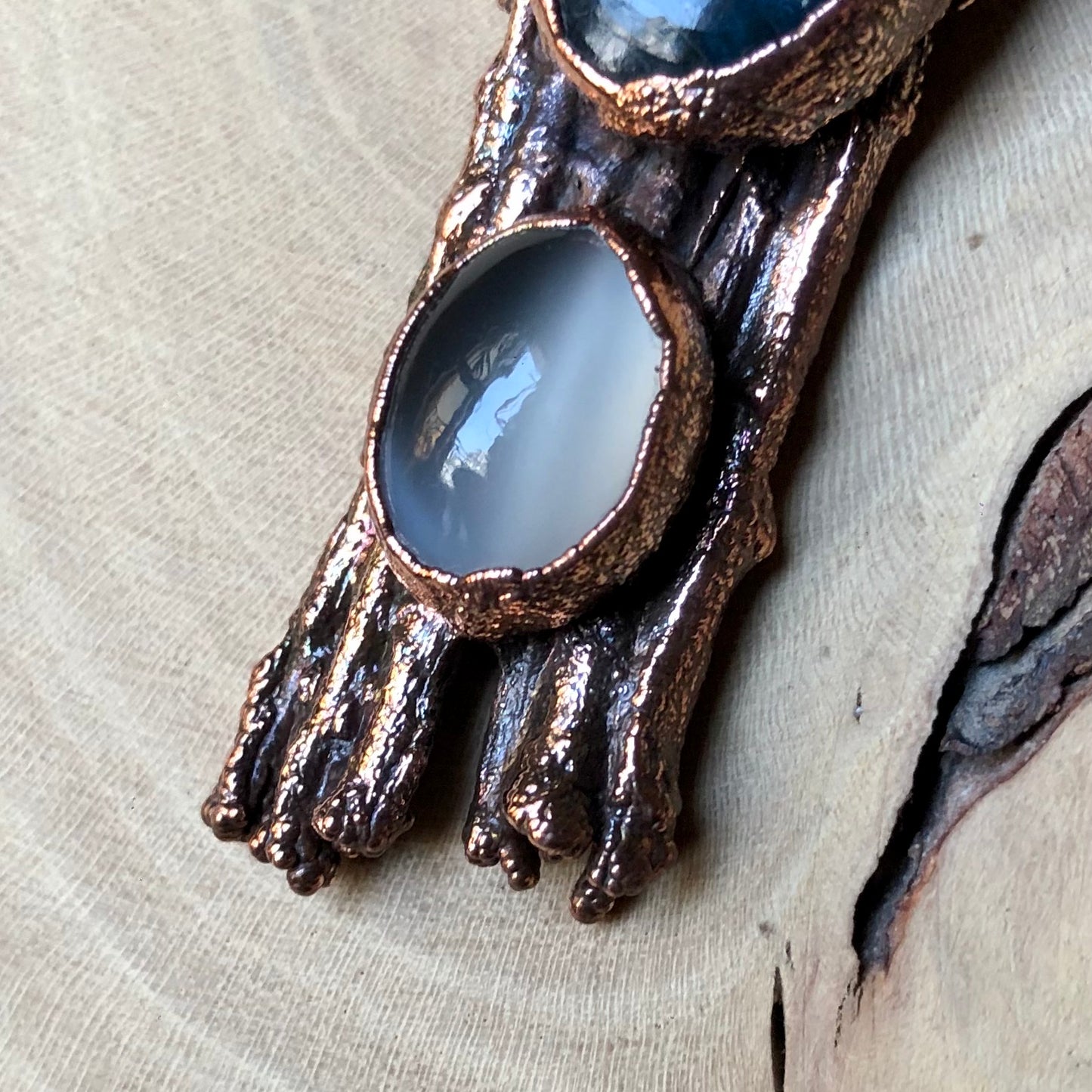 LABRADORITE & MOONSTONE ON NATURAL TWIGS