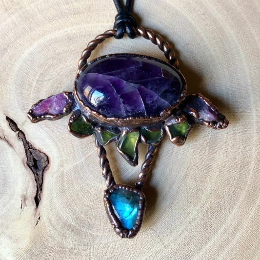 AMETHYST, PERIDOT, RUBY & LABRADORITE