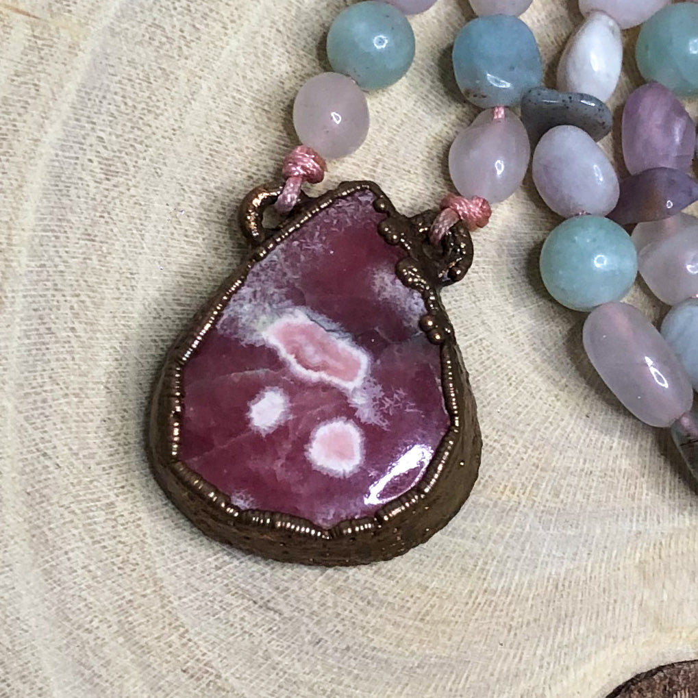 RHODOCHROSITE, MORGANITE, ROSE QUARTZ, AMAZONITE & MOSS AGATE
