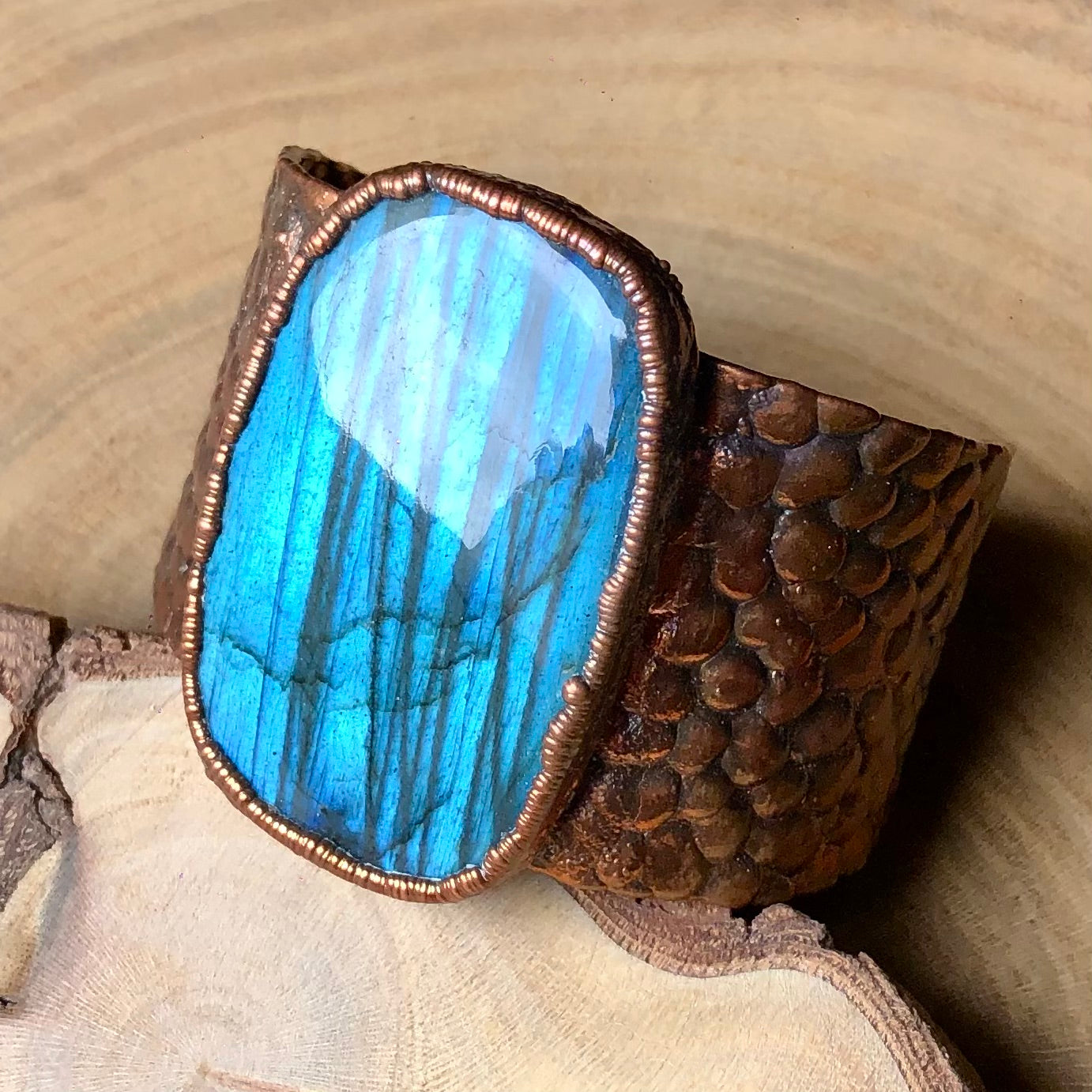 LABRADORITE COPPER CUFF