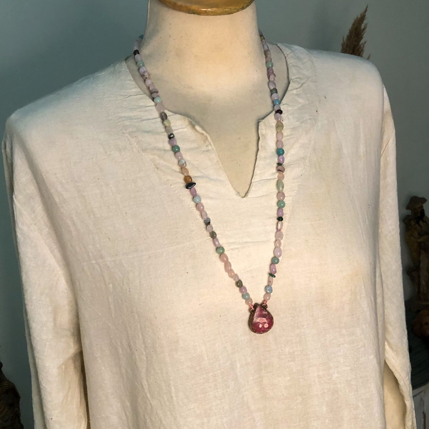 RHODOCHROSITE, MORGANITE, ROSE QUARTZ, AMAZONITE & MOSS AGATE