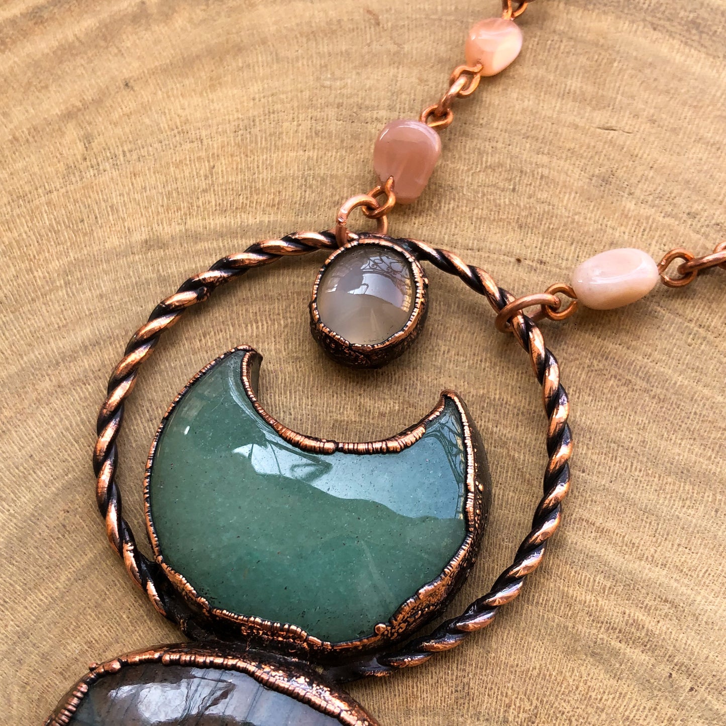 LABRADORITE, AVENTURINE & PEACH MOONSTONE