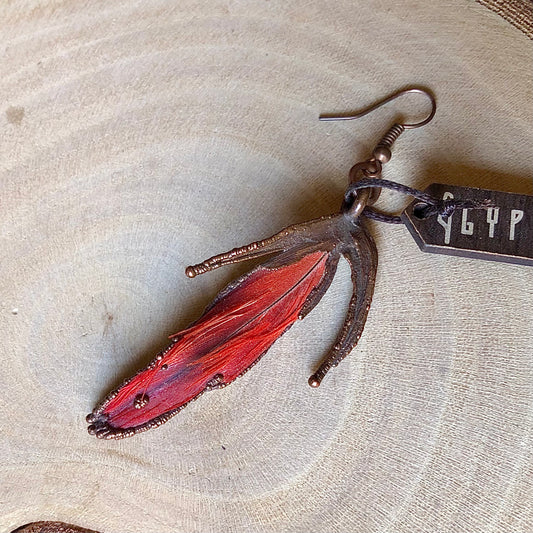 RED PARROT FEATHER SINGLE EARRING (Copy)