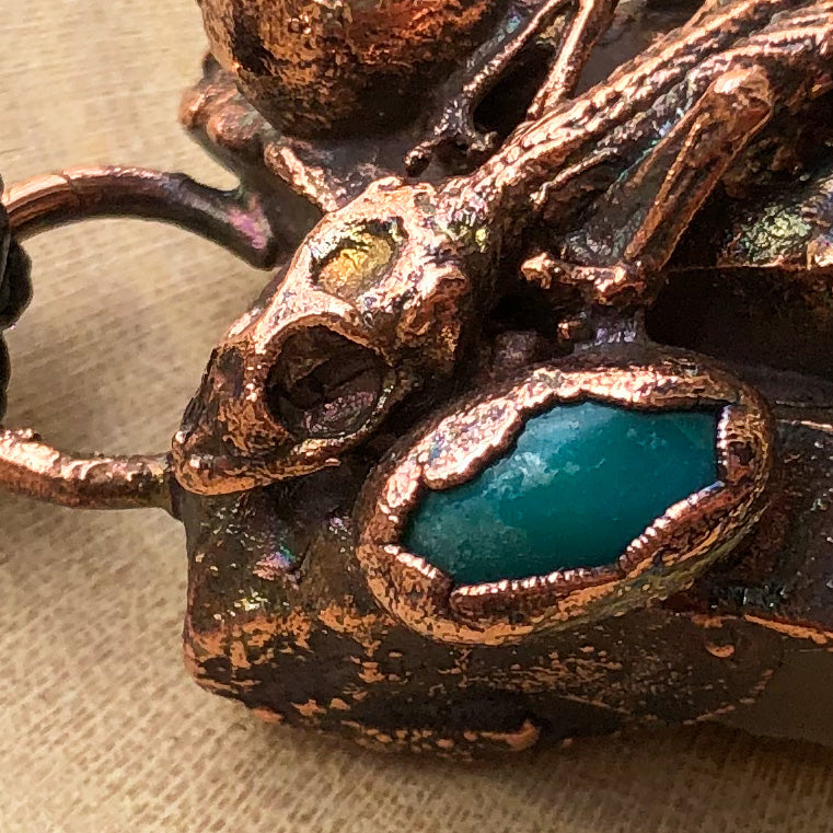 REAL GECKO, DOUBLE POINT ST. CATHERINE’S SMOKY QUARTZ & EGYPTIAN TURQUOISE