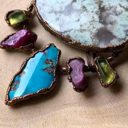 AGATE, EGYPTIAN TURQUOISE, RUBY & PERIDOT