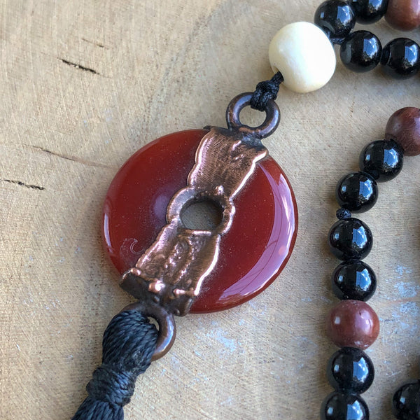 RED AGATE, ONYX, KUK WOOD & CAMEL BONE