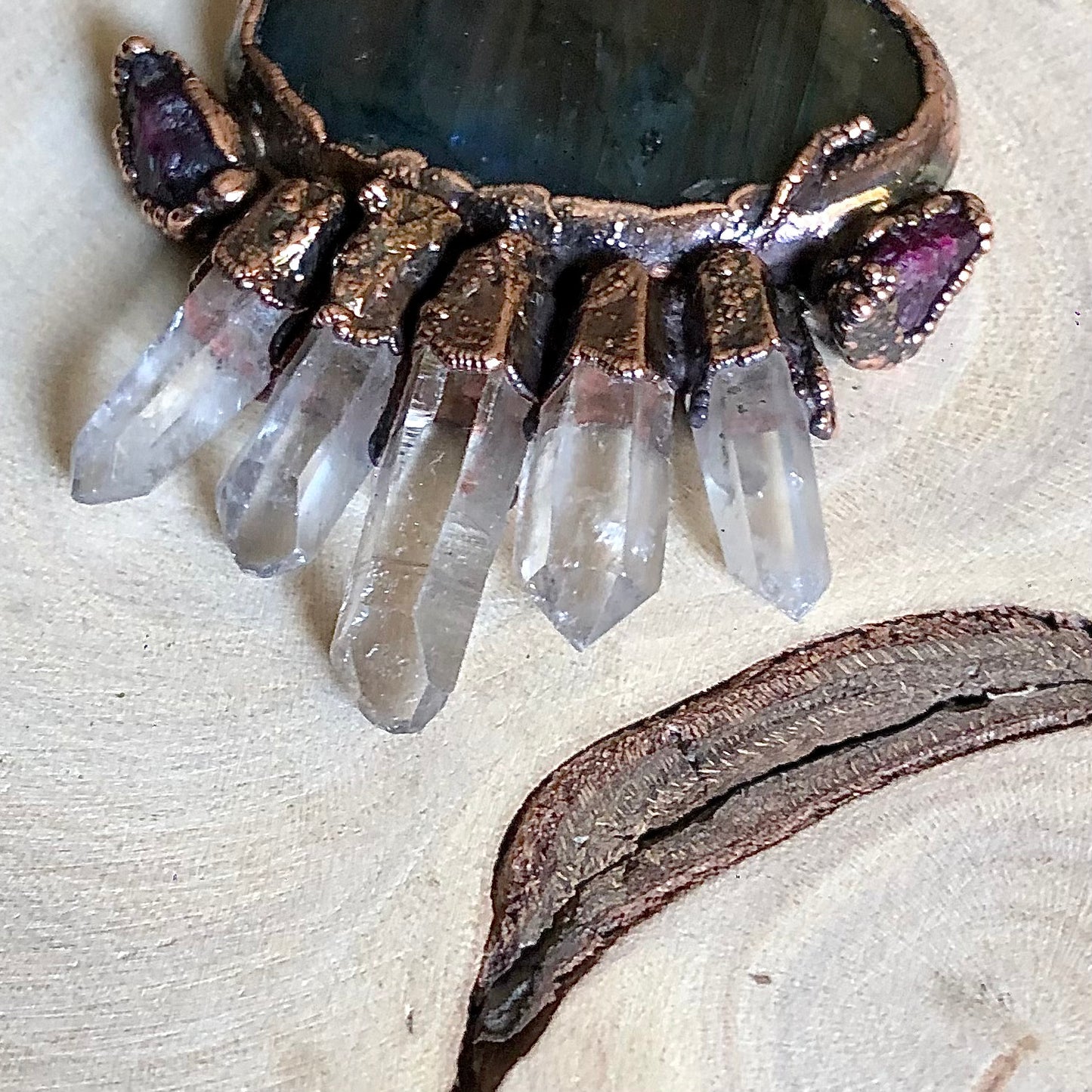 LABRADORITE, LEMURIAN QUARTZ & RUBY
