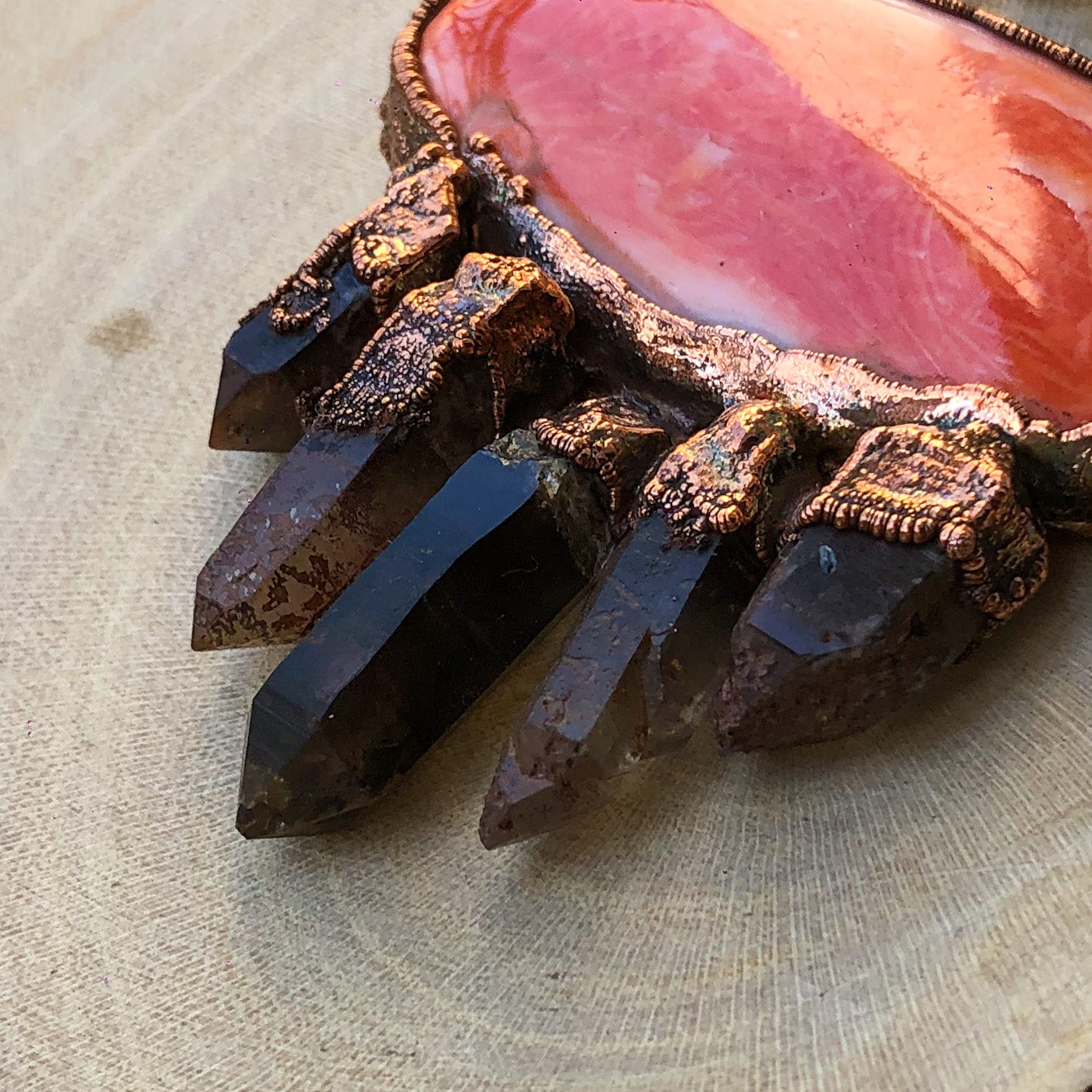 POLISHED SEA SHELL & ST. CATHERINE’S SMOKY QUARTZ