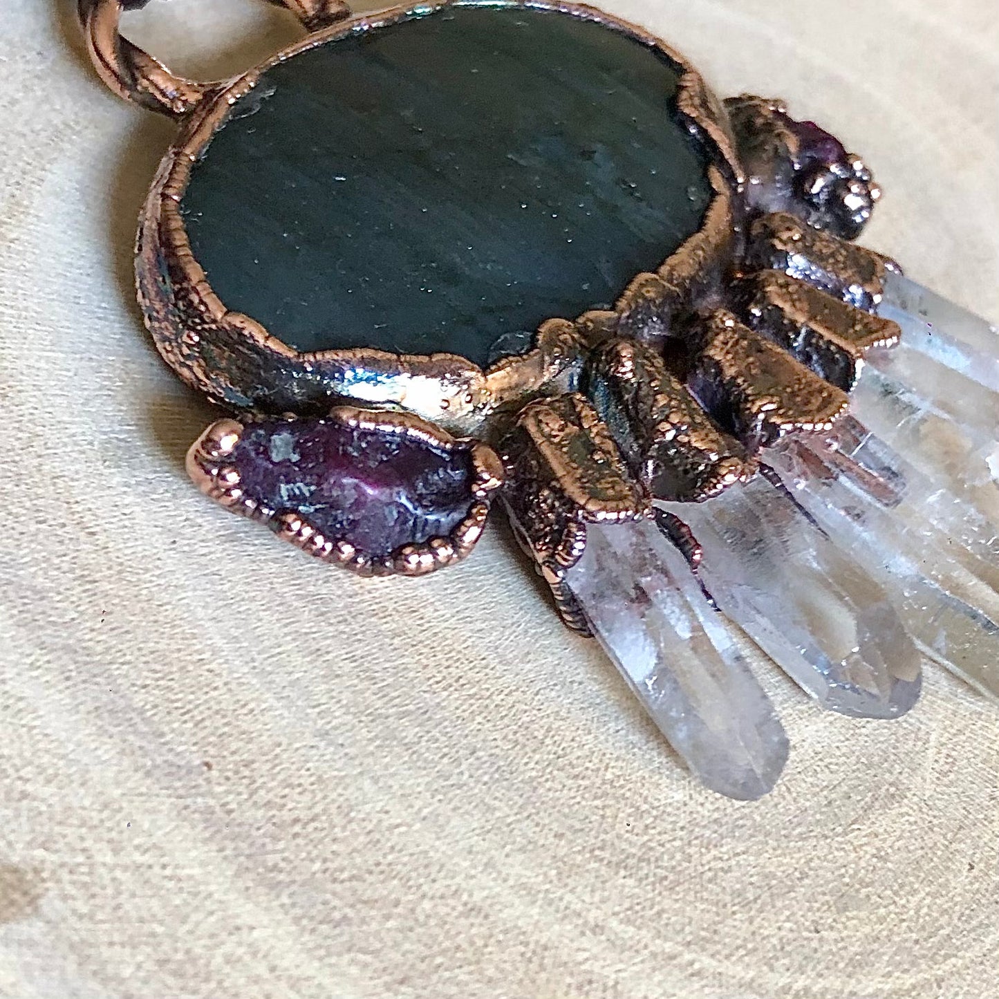 LABRADORITE, LEMURIAN QUARTZ & RUBY