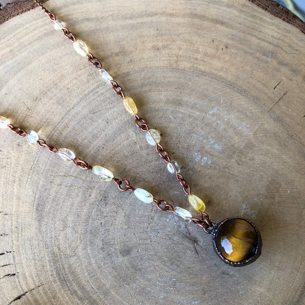 TIGER EYE SPHERE & CITRINE