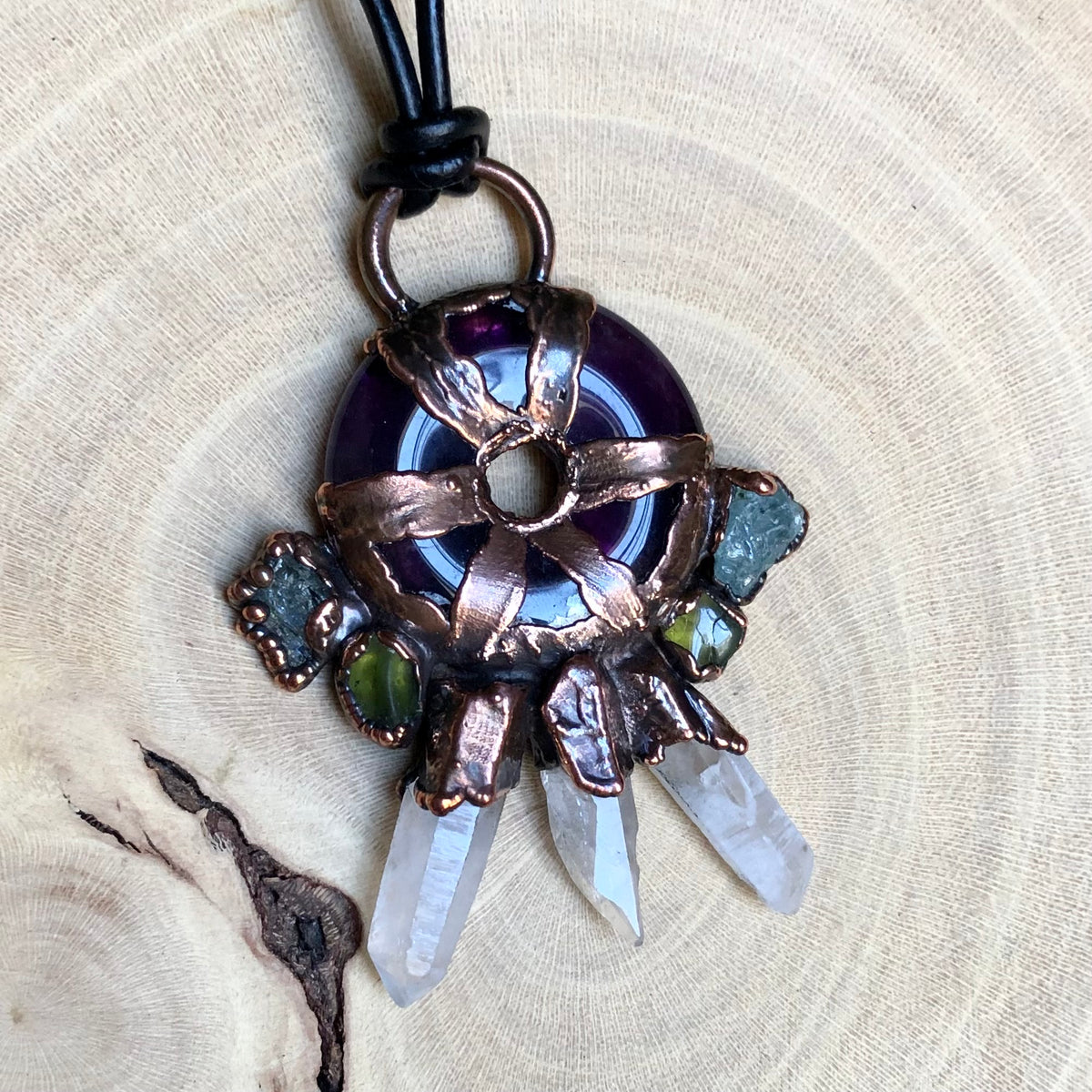 AMETHYST, LEMURIAN QUARTZ, PERIDOT & AQUAMARINE