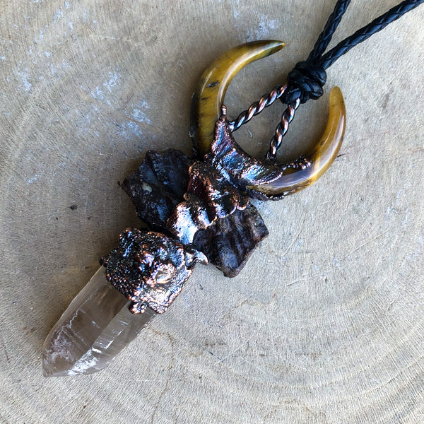 ST. CATHERINE’S SMOKY QUARTZ, PETRIFIED WOOD & TIGER EYE