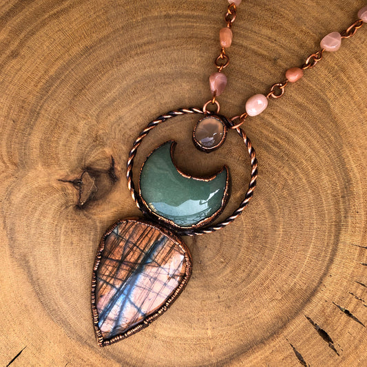 LABRADORITE, AVENTURINE & PEACH MOONSTONE