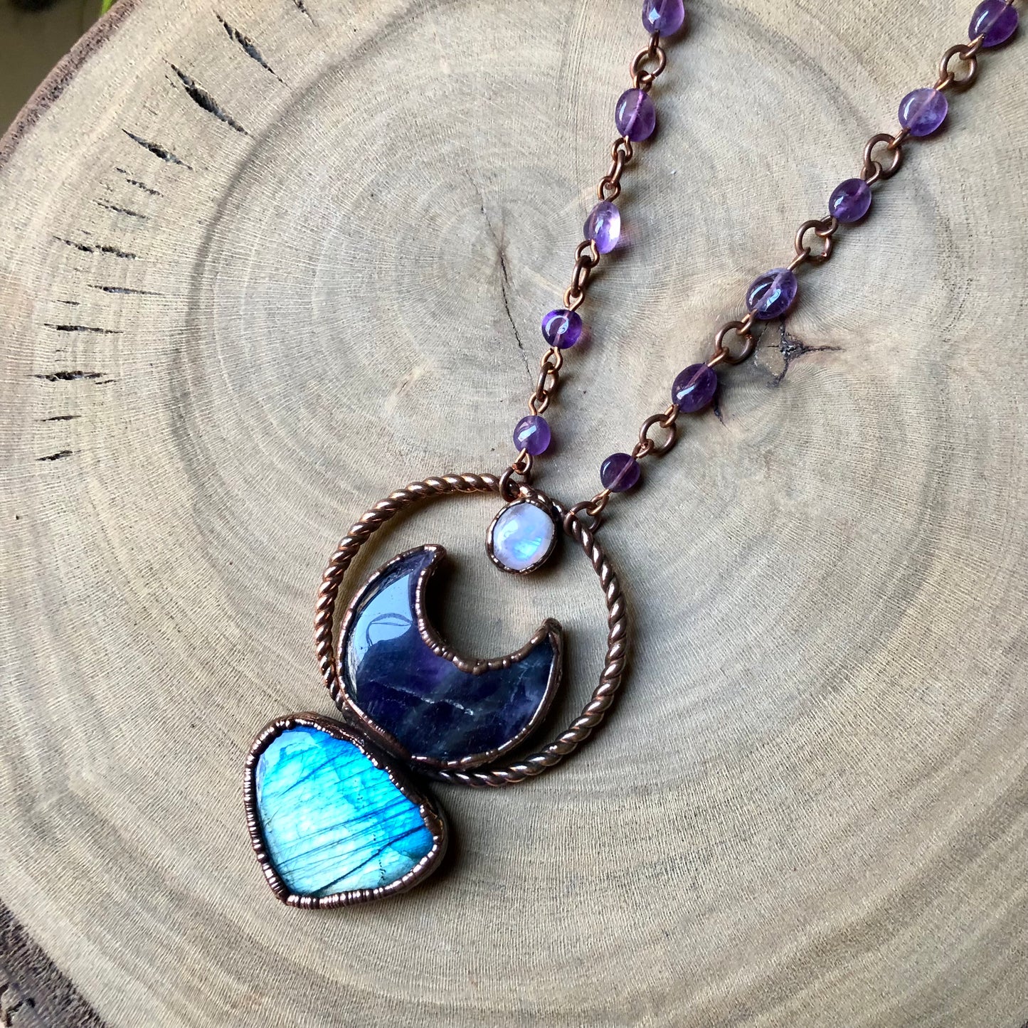 AMETHYST, LABRADORITE & MOONSTONE