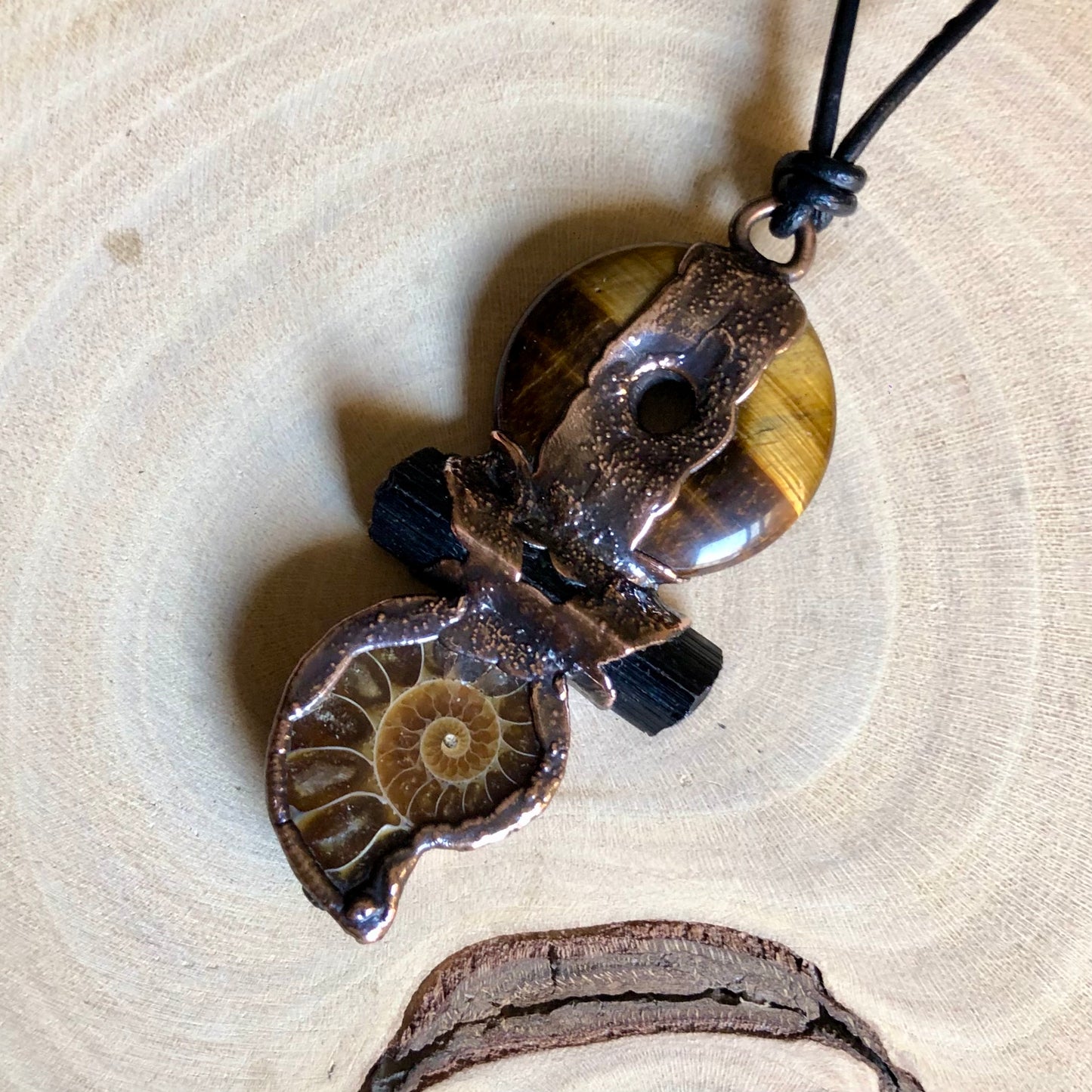 TIGER’S EYE, BLACK TOURMALINE & AMMONITE