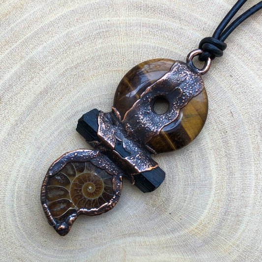 TIGER EYE, BLACK TOURMALINE & AMMONITE