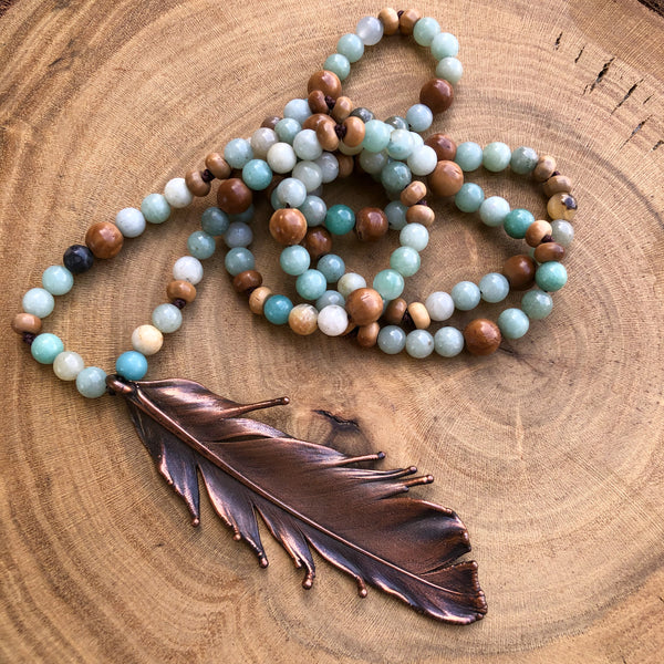 PIGEON FEATHER & AMAZONITE