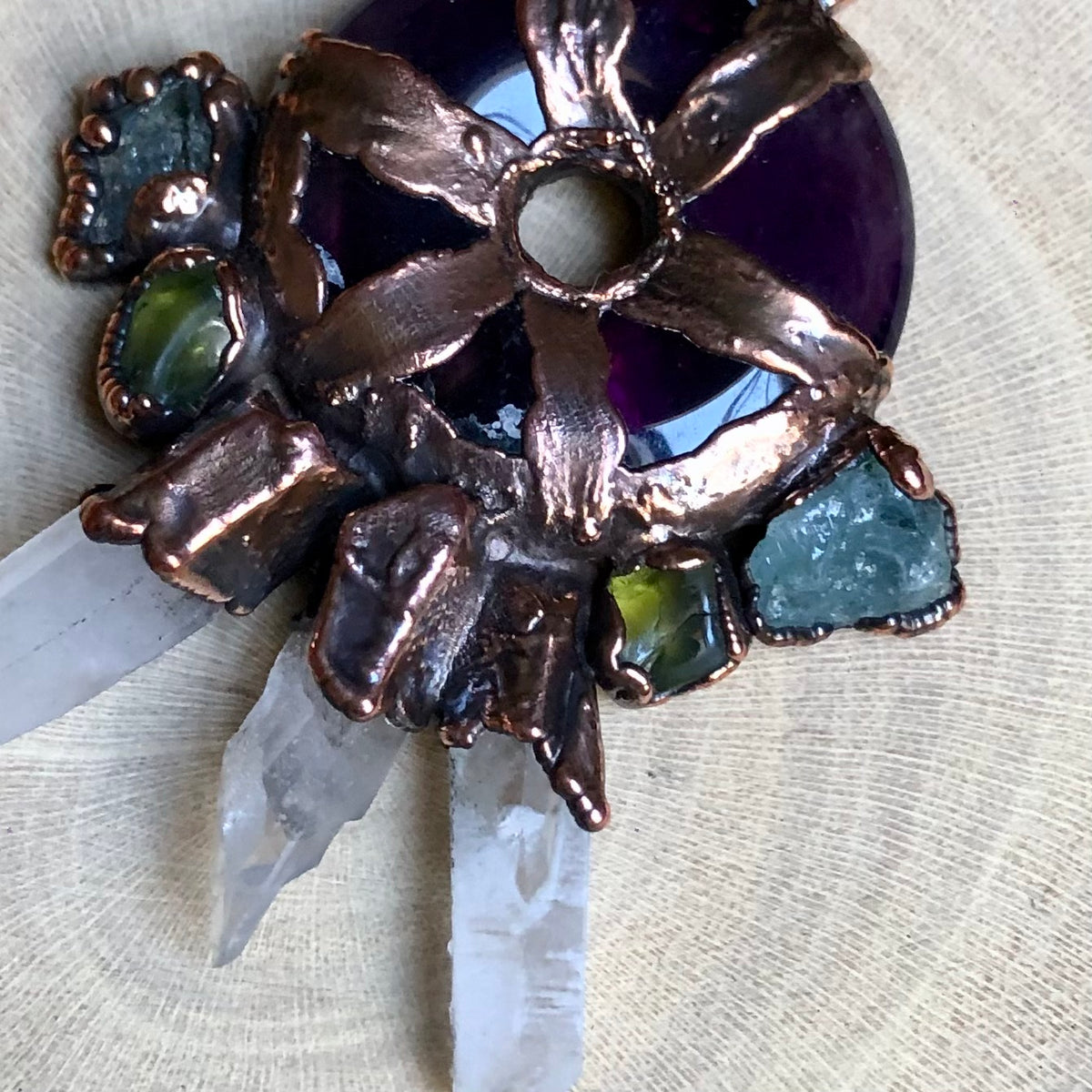 AMETHYST, LEMURIAN QUARTZ, PERIDOT & AQUAMARINE