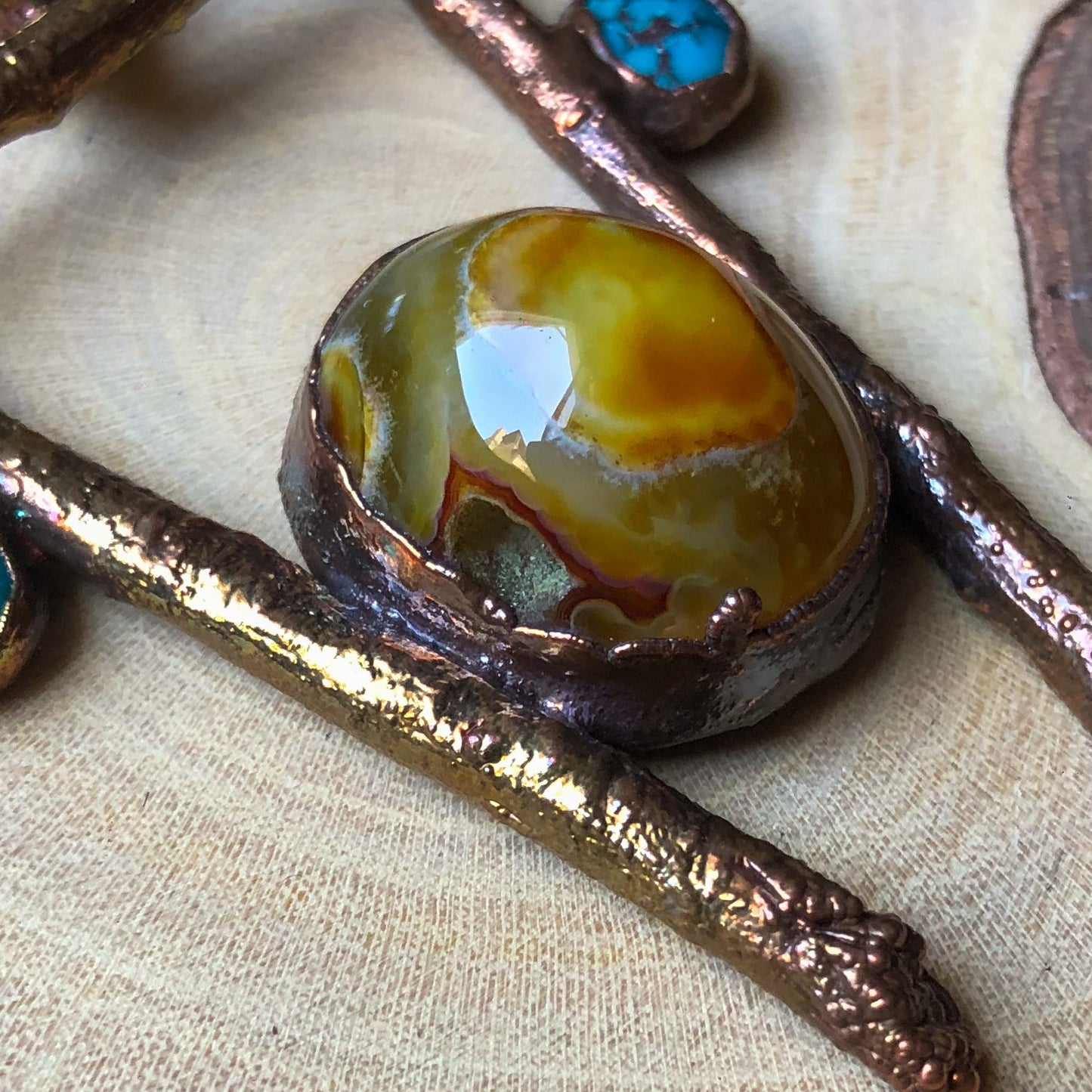 AGATE, TURQUOISE, RUBY & LAPIS LAZULI ON NATURAL TWIGS