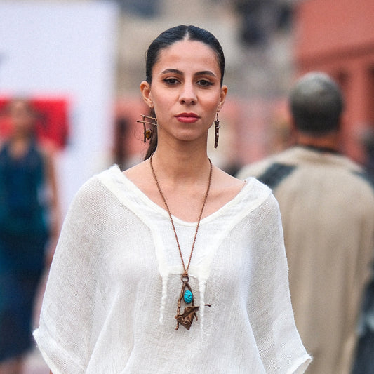 EGYPTIAN TURQUOISE ON NATURAL TWIGS & WITHERED CROTON LEAF