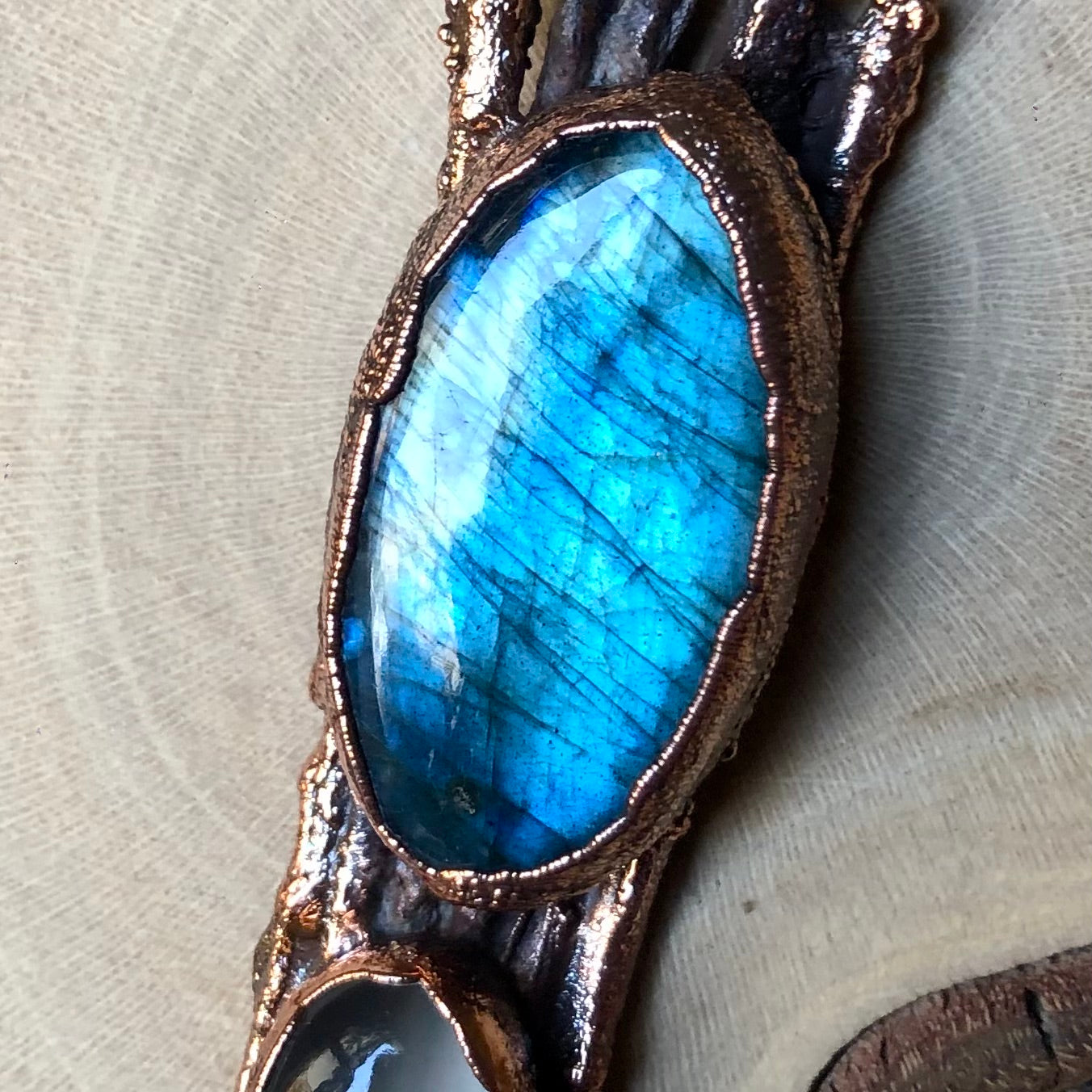 LABRADORITE & MOONSTONE ON NATURAL TWIGS