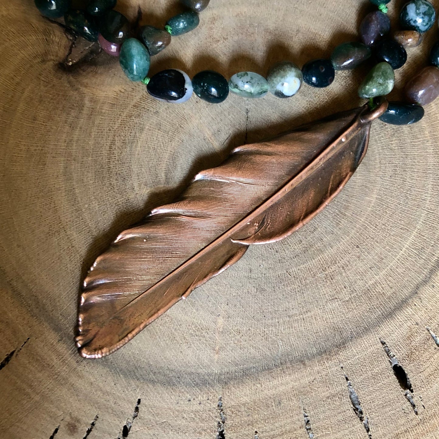 PIGEON FEATHER & MOSS AGATE