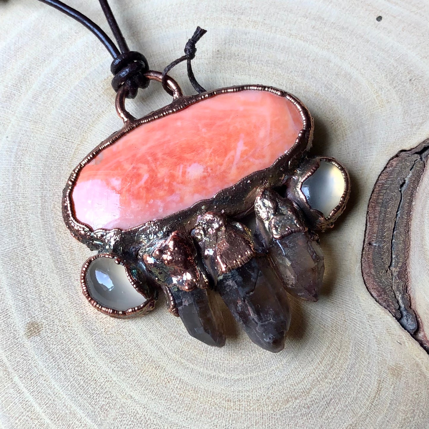 SEASHELL, ST. CATHERINE’S SMOKY QUARTZ & MOONSTONE