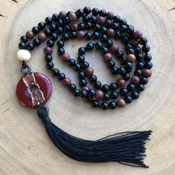 RED AGATE, ONYX, KUK WOOD & CAMEL BONE