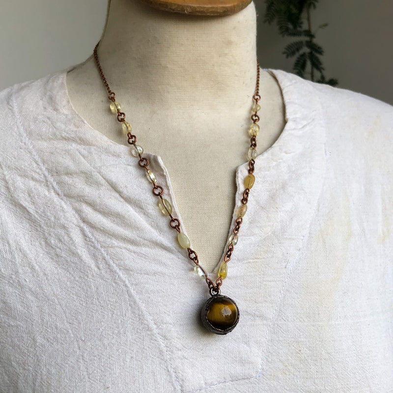 TIGER EYE SPHERE & CITRINE