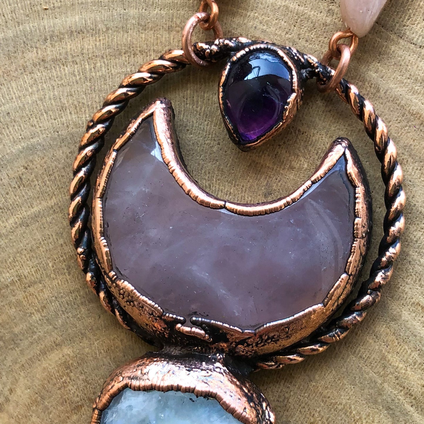 MOONSTONE, ROSE QUARTZ & AMETHYST