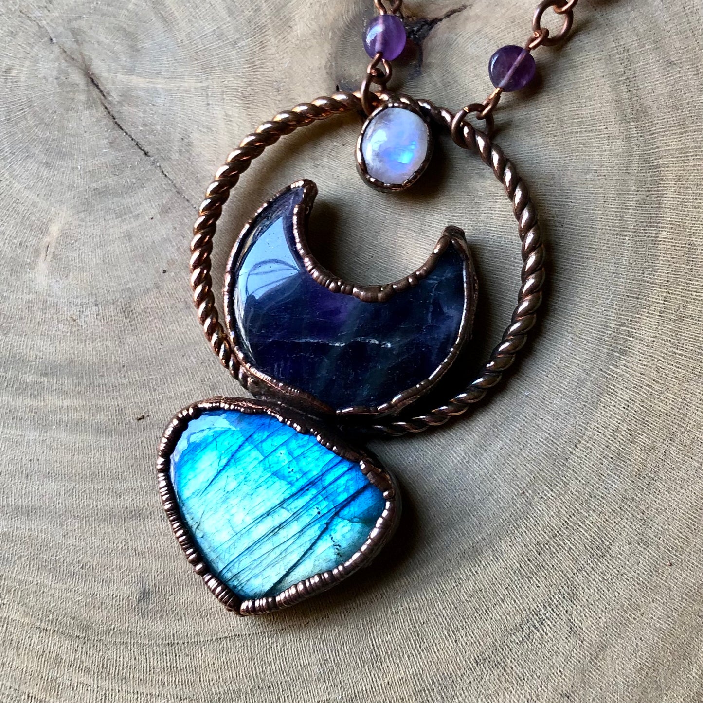 AMETHYST, LABRADORITE & MOONSTONE